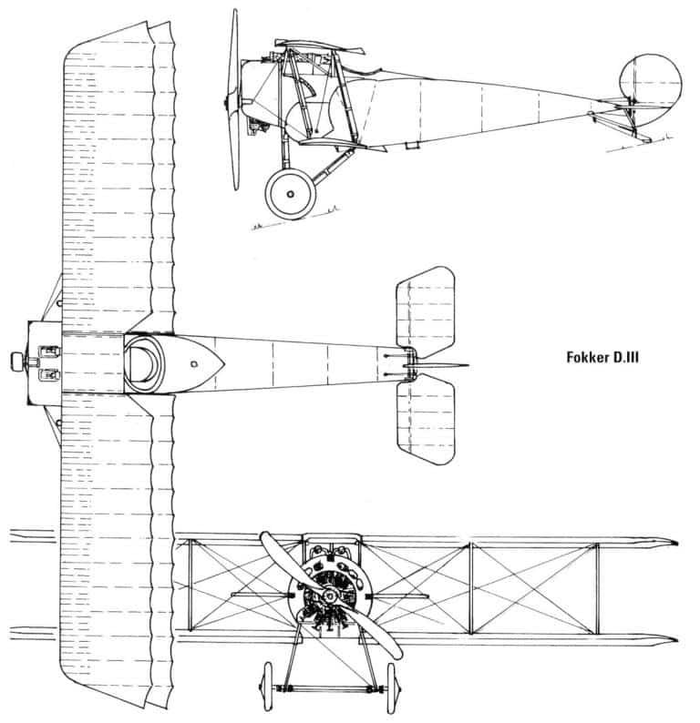 Общий вид истребителя Фоккер D III (M.19Z) в базовом варианте